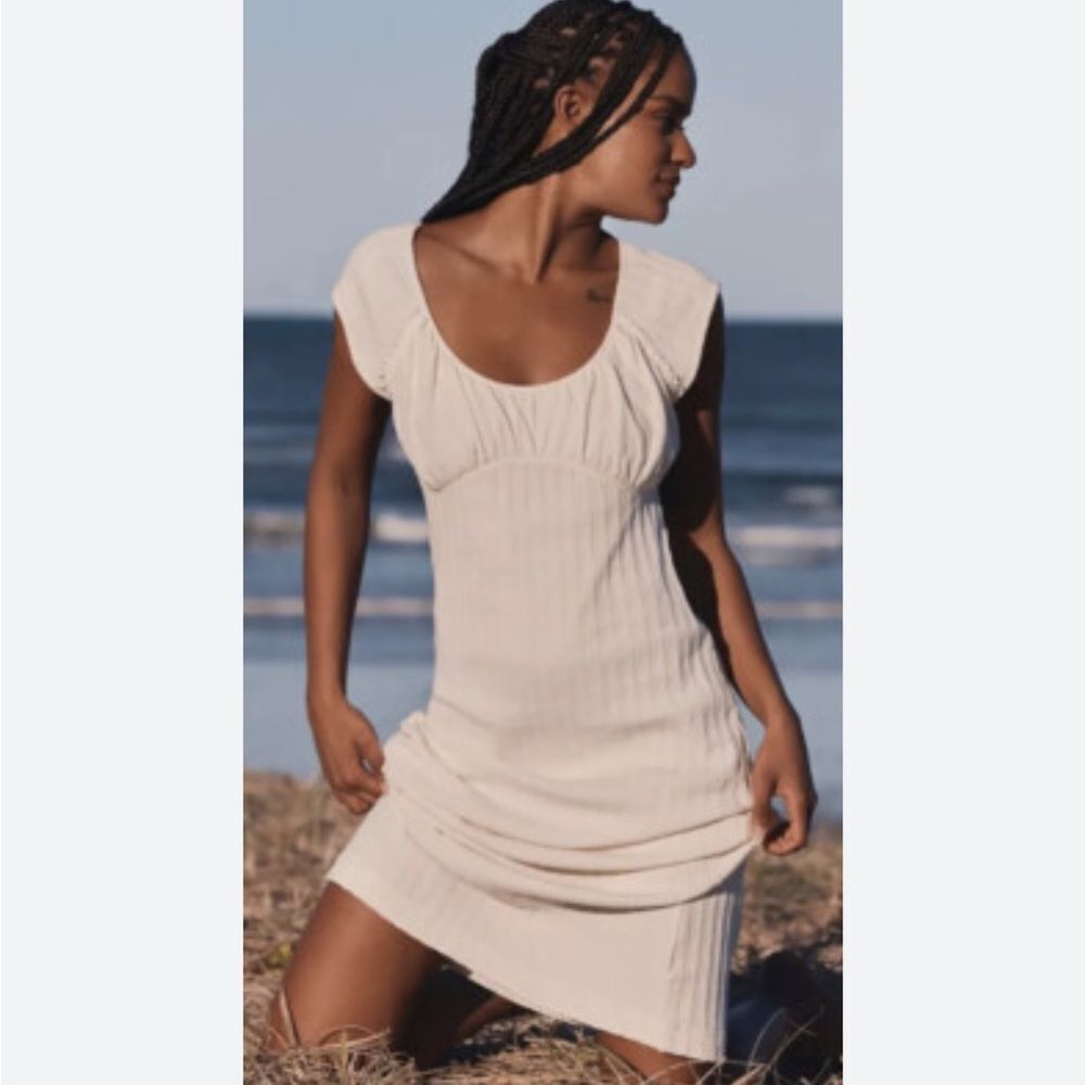 FREE PEOPLE FP BEACH VERONA MAXI TEXTURED KNIT COLUMN DRESS IVORY